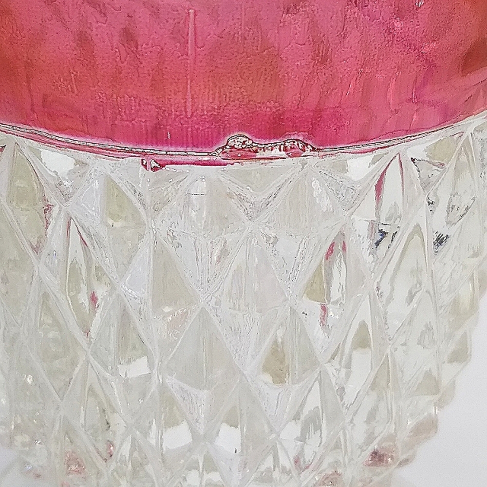 Indiana Glass Ruby Flash Diamond Point Pressed Glass Creamer Sugar Bowl Vintage - Picture 10 of 13